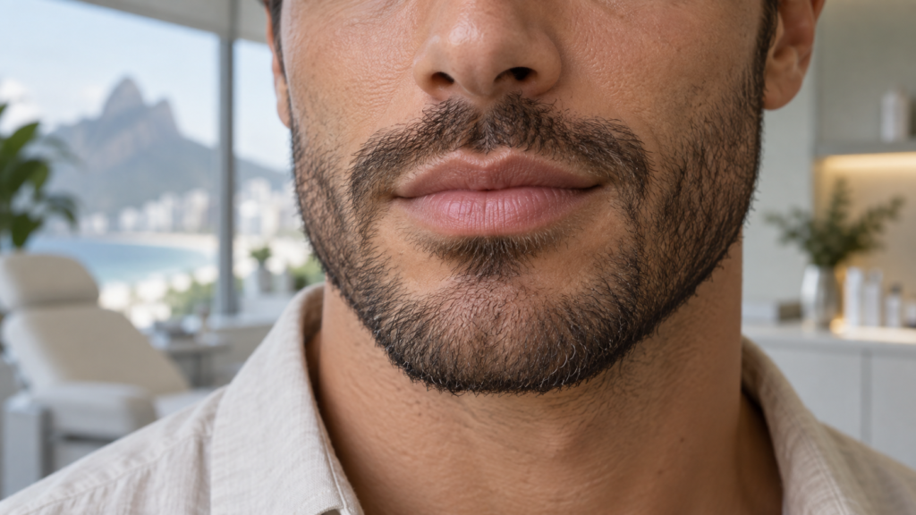 Subtle male lip enhancement at an aesthetic clinic in Rio de Janeiro