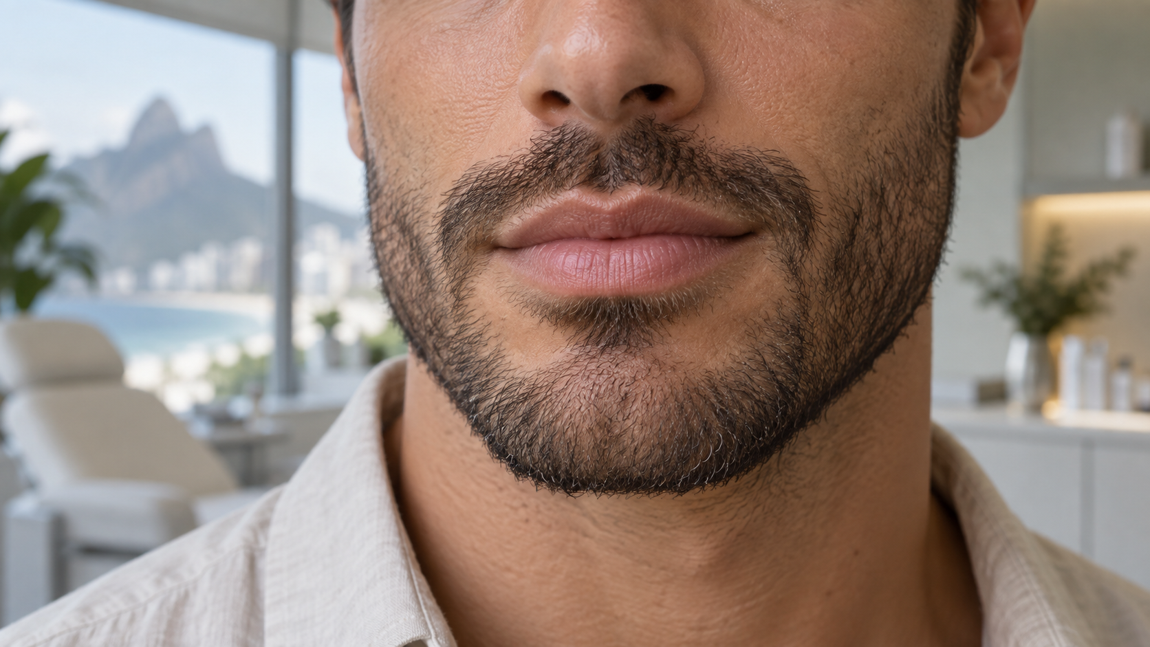 Subtle male lip enhancement at an aesthetic clinic in Rio de Janeiro