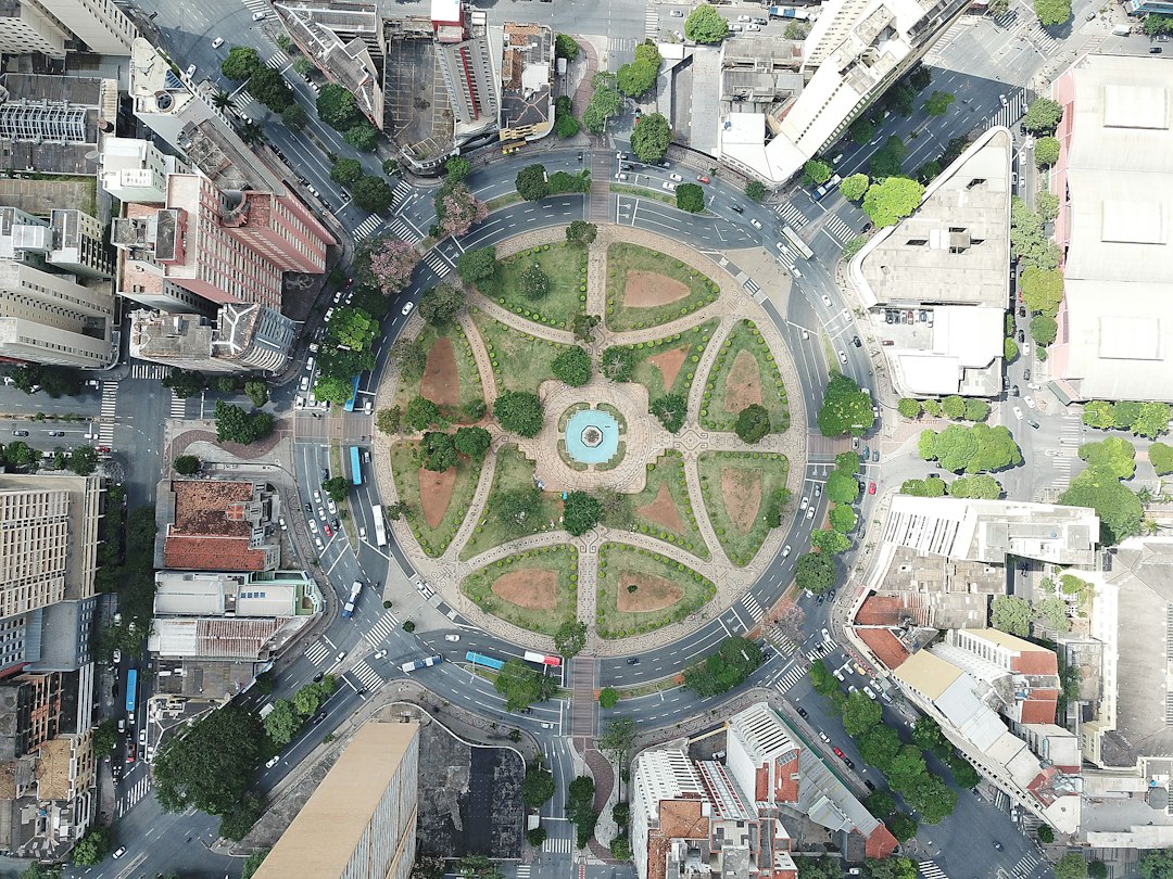 Aerial view of the gardens and surrounding buildings of Praça Raul Soares in Belo Horizonte