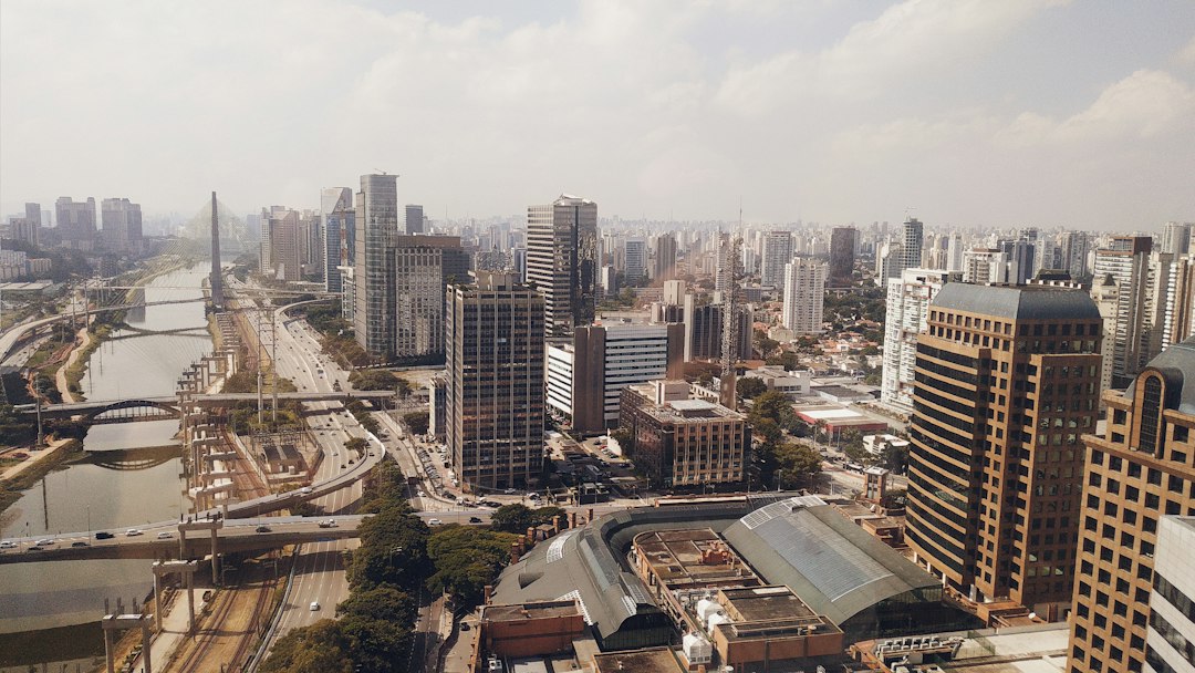 High-rise buildings, roads and the river in São Paulo, Brazil